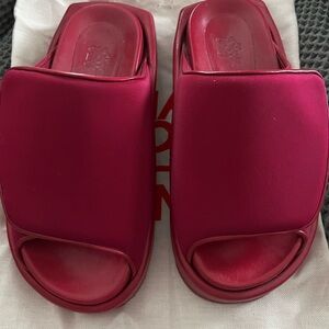 Gia Borghini Slide Sandals in Deep Pink